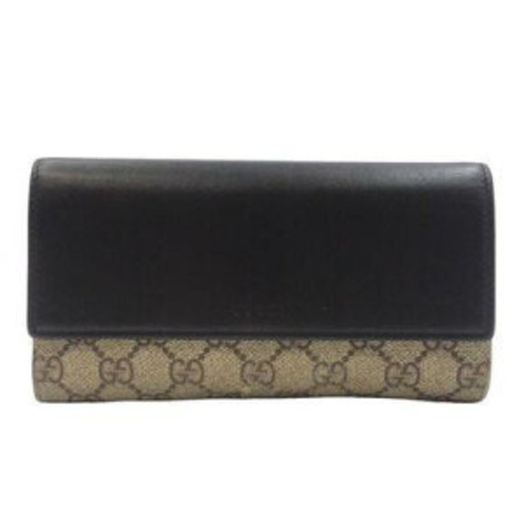 GUCCI Fold Long Wallet GG Supreme Leather Black - Picture 1 of 7